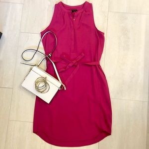 Pink Sleeveless Tie Waist Sheath Dress, Size 6